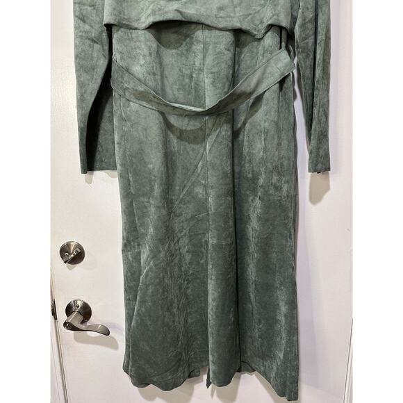 Blank NYC Free People Vegan Suede Trench Coat Size Medium NWT Olive Branch - Picture 14 of 14